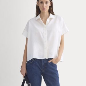 Scalloped-Collar Square Shirt | Bone