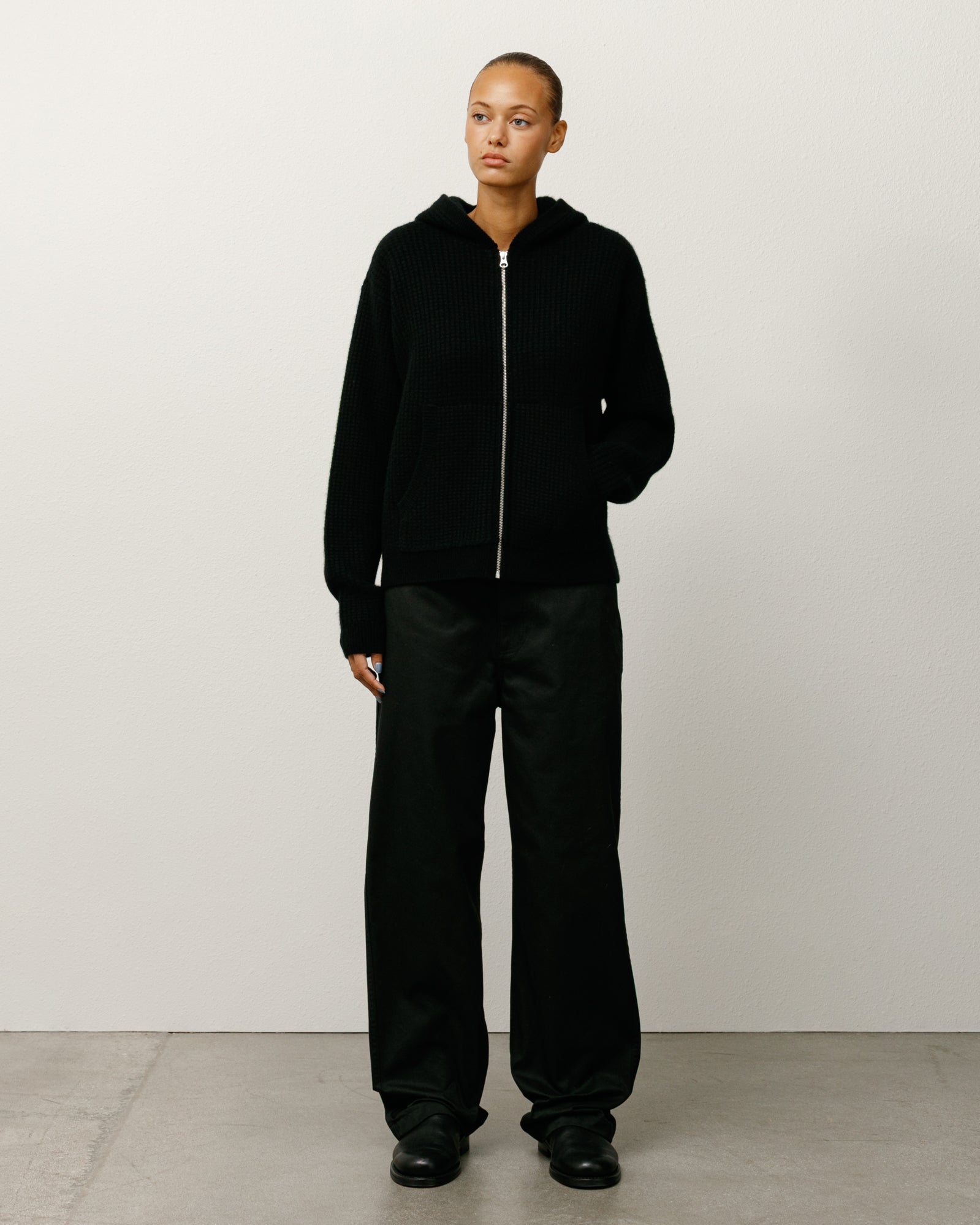 WAFFLE CASHMERE ZIP HOOD SWEATER - Image 3