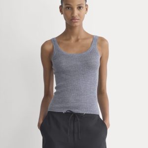 The Light Ribbed Cami in Ultrasoft Merino | Heather Mid Grey