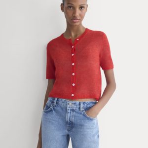 The Air Alpaca? Short-Sleeve Cardigan | Fiery Red